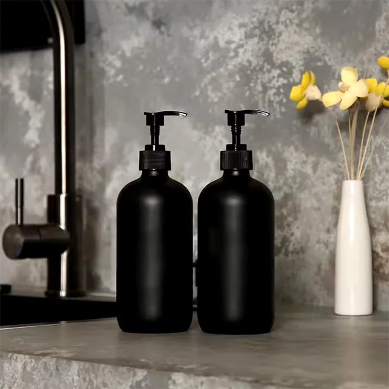 Matte Black Refillable Pump Dispenser Bottle (300/500ml) for Soap, Shampoo & Lotion