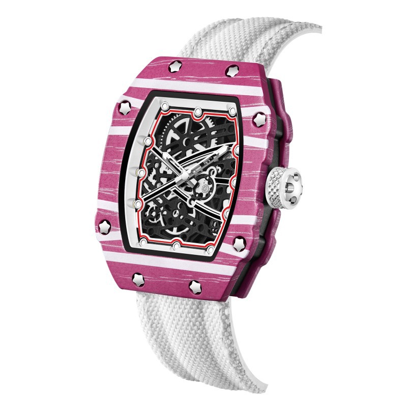 Ultra Thin Barrel Shape Quartz Watch Nylon Strap Stylish Casual Timepiece