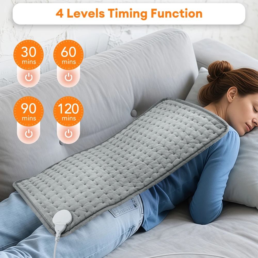 Electric Heating Pad for Back Neck and Shoulders with Washable Cover and Adjustable Timer Settings