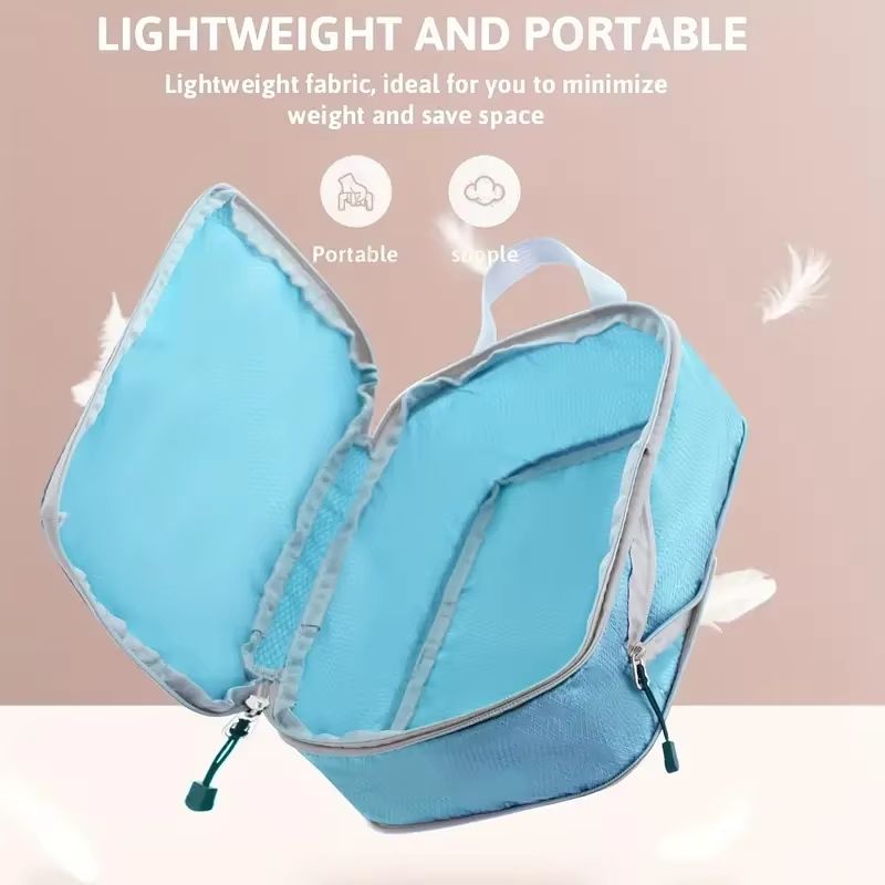 Travel Compression Packing Cubes – Luggage Organizer Set for Clothes, Shoes & Accessories
