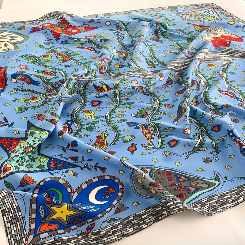 Elegant Twill Silk Feeling Shawls and Wraps, Luxury Hair Scarves, Tree Print Bandana Hijab Pashmina