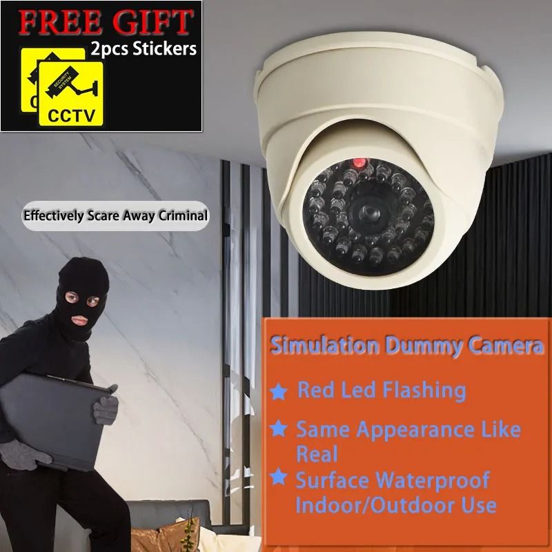 Dummy Dome CCTV Camera with Flashing LED Security Decoy