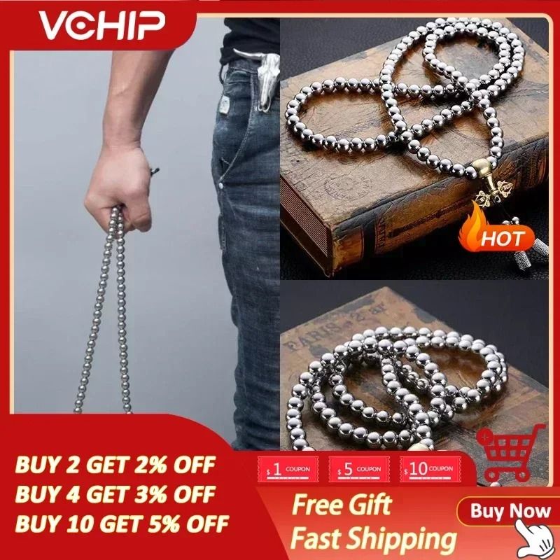 Tactical Buddha Bead Chain | 8MM Steel EDC Self-Defense Bracelet