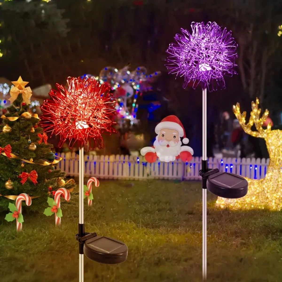 Outdoor Waterproof Solar Dandelion Aluminum Wire Ball Garden Lamp with LED Light Decoration