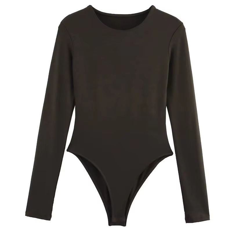 HXAO Sculpt Fit Women's Long Sleeve Spandex Bodysuit with Thong Cut