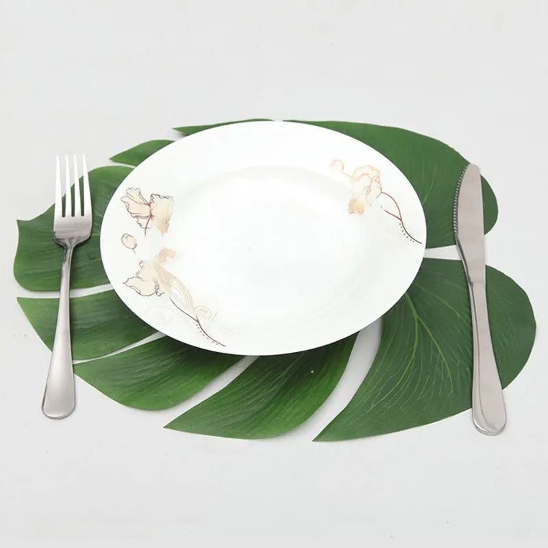 12-Piece Artificial Tropical Palm Leaves – Hawaiian Luau Theme Party Decorations & Lush Home Garden Accents