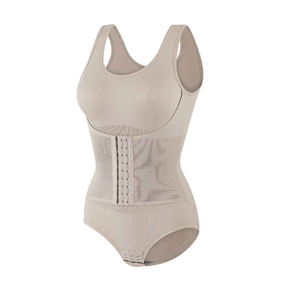 Womens Bodysuit Shapewear with Zipper Belt and Tummy Control