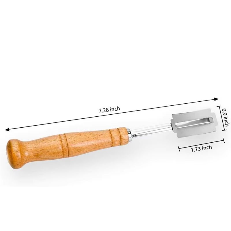 LMETJMA Premium Stainless Steel Bread Lame with Wooden Handle and Replacement Blades