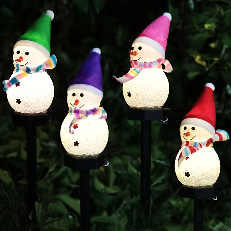 Solar Powered Snowman Lawn Light, LED Christmas Solar Garden Decoration, Outdoor Decorative Lamp