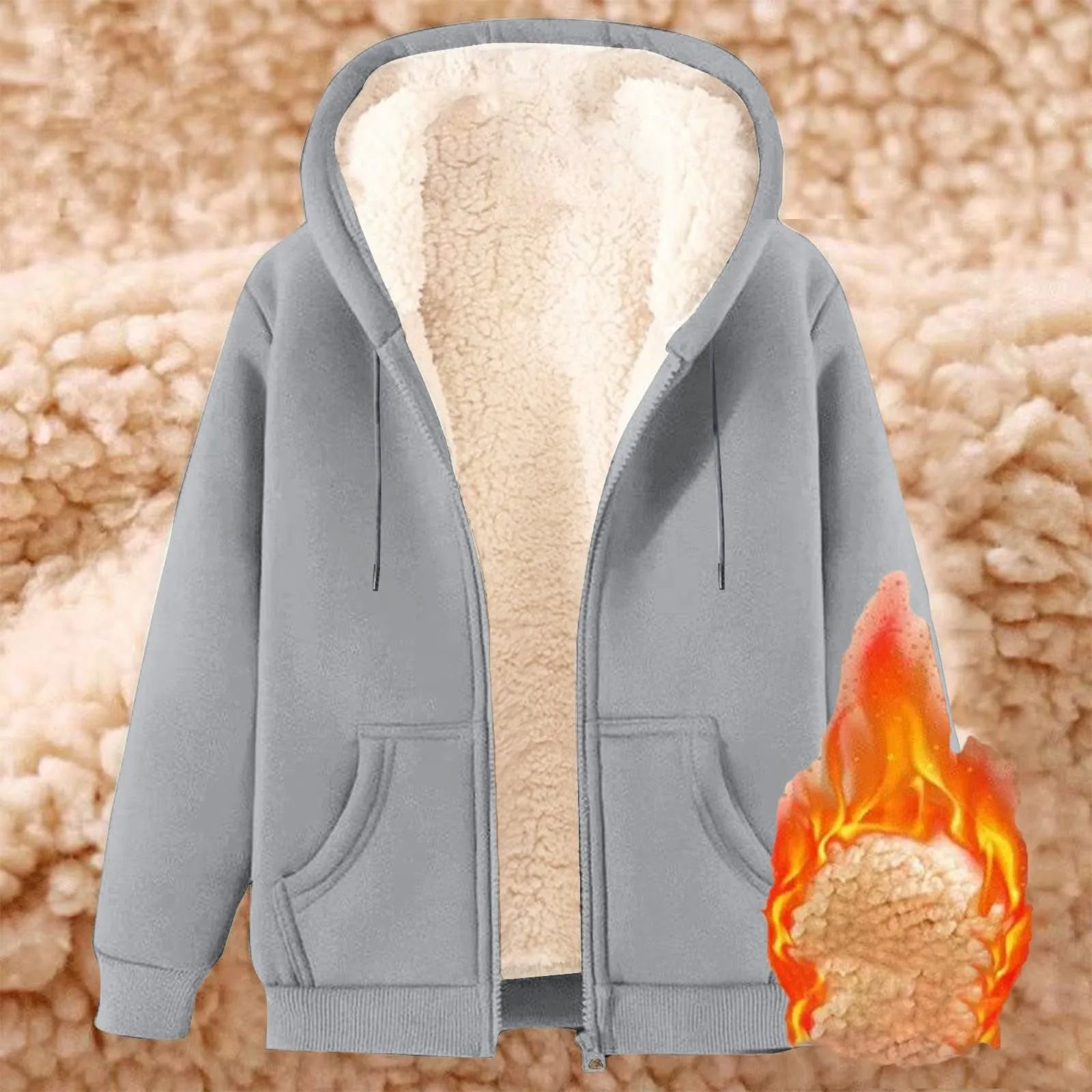 Womens Fleece Lined Zip Up Hoodie with Pockets