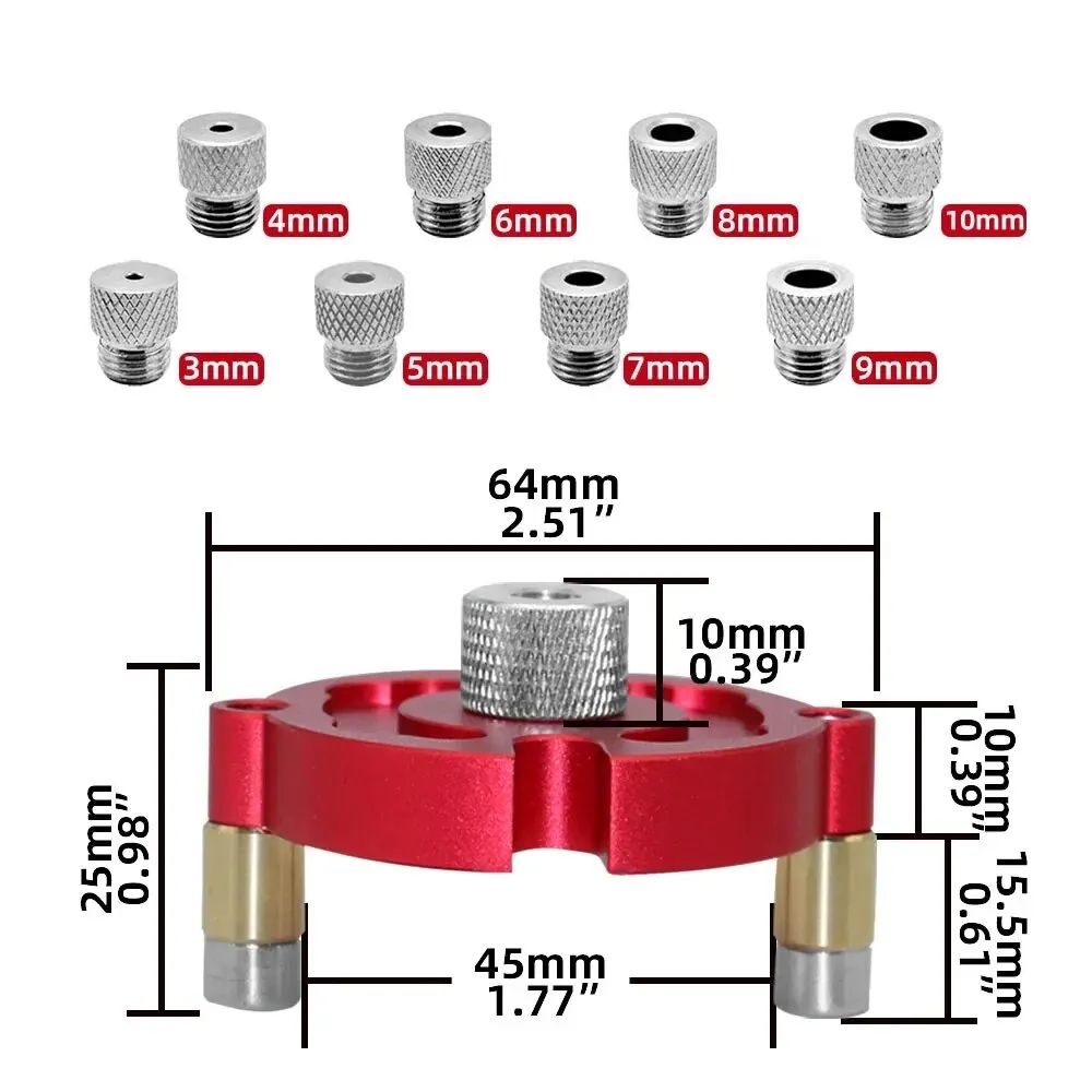 Self-Centering Dowel Jig Kit .12–.39 in – Aluminum Drill Guide with Metal Bushings for Accurate Woodworking Joints