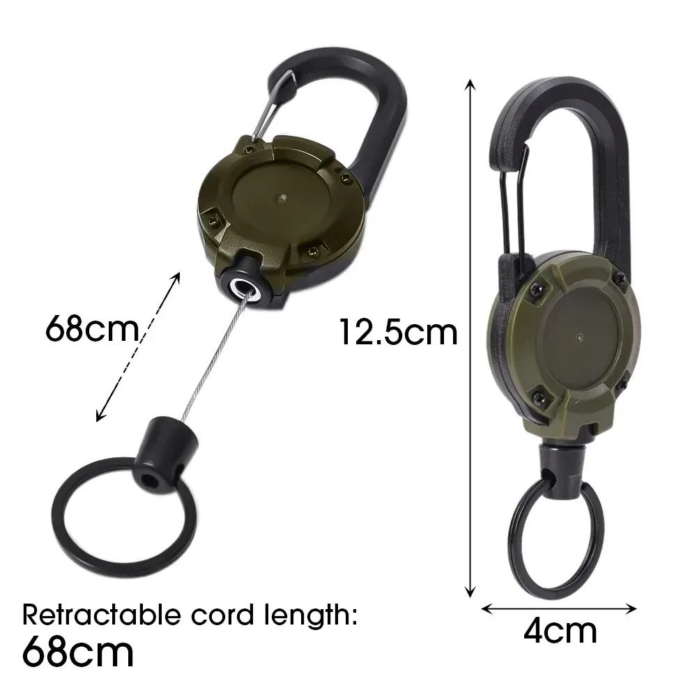 Heavy Duty Retractable Keychain with Steel Wire Reel and Carabiner Clip