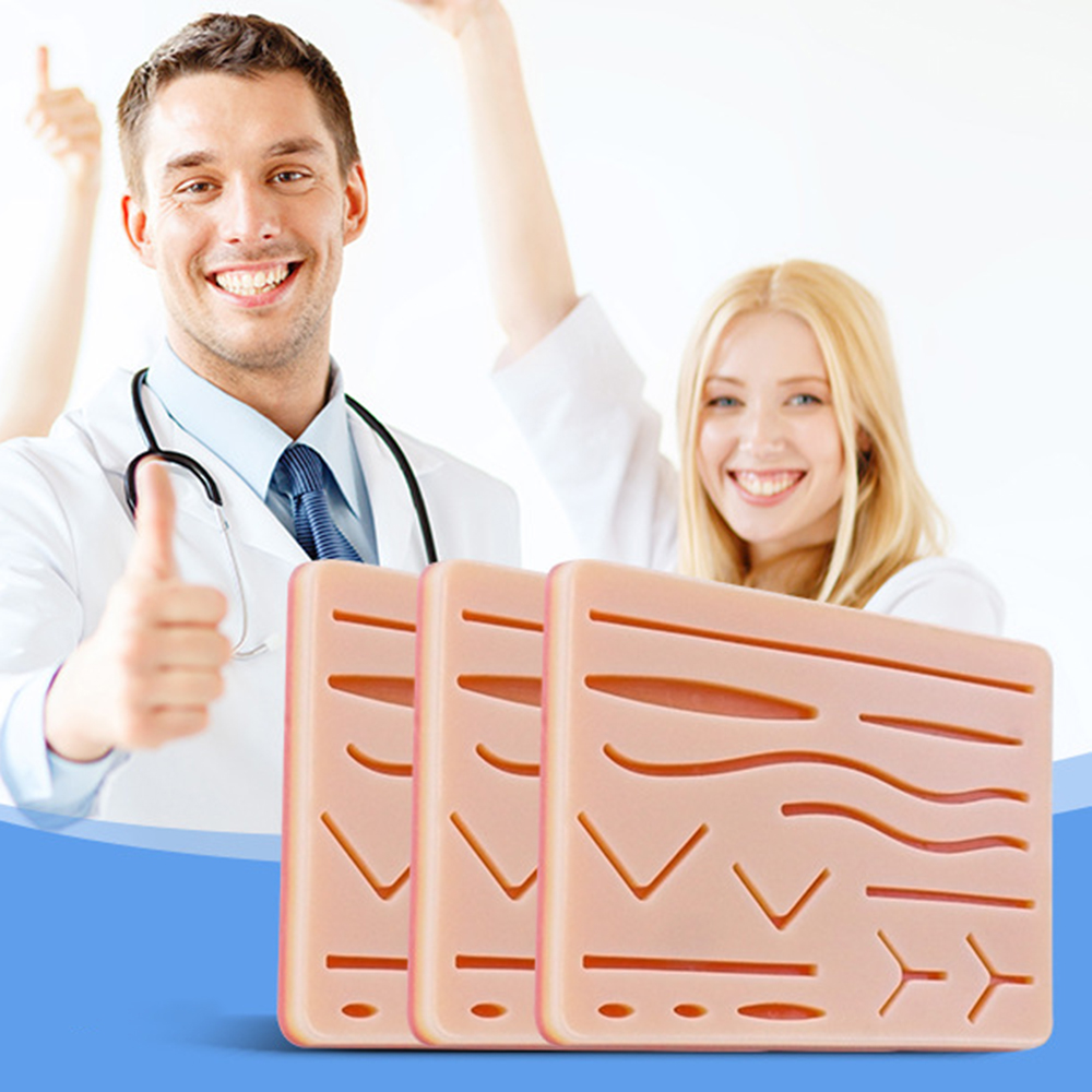 Silicone Skin Pad Suture Training Kit for Surgeon Medical Practice, Traumatic Wound Simulation