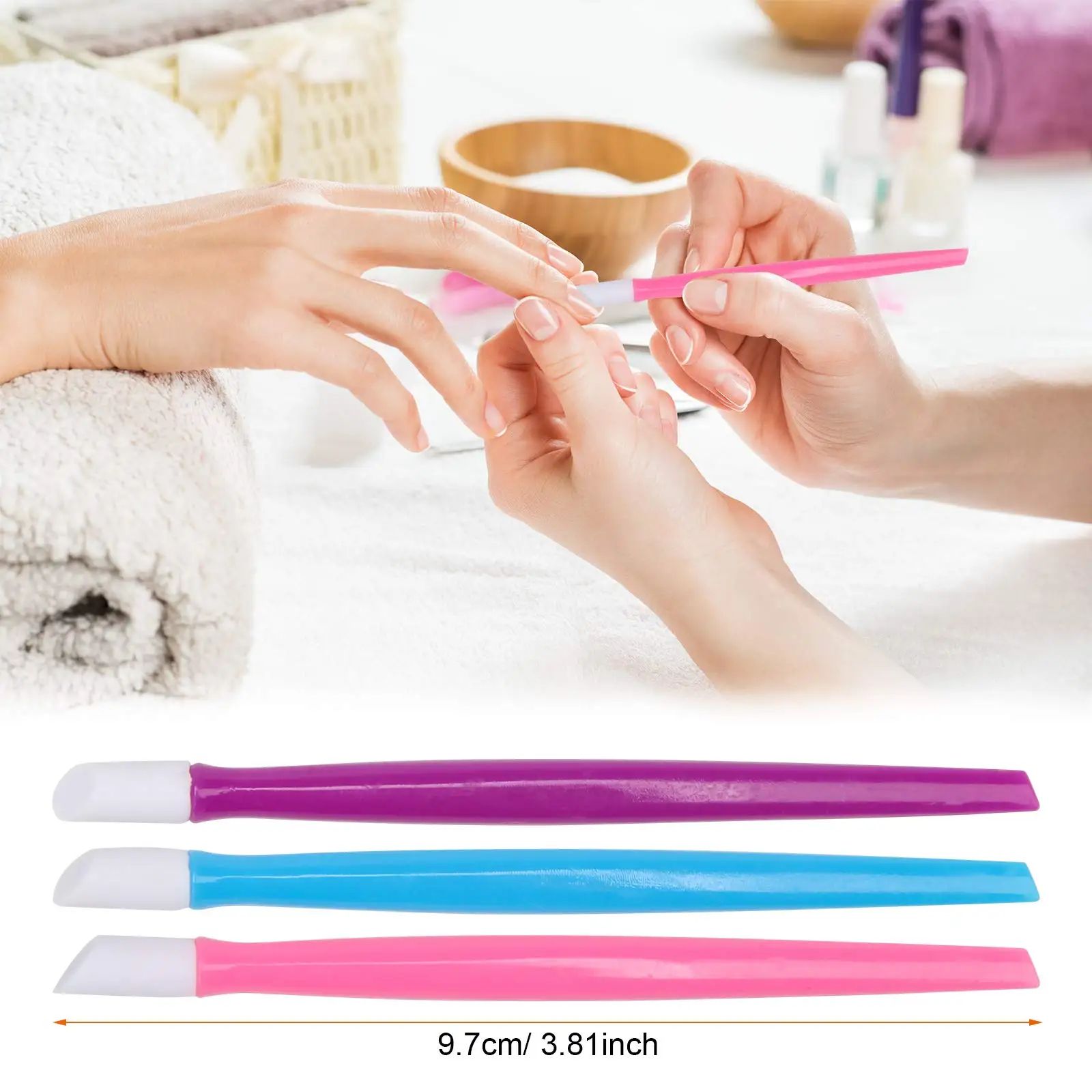 Silicone Cuticle Pushers Manicure Dead Skin Remover Nail Tools 10 Pack