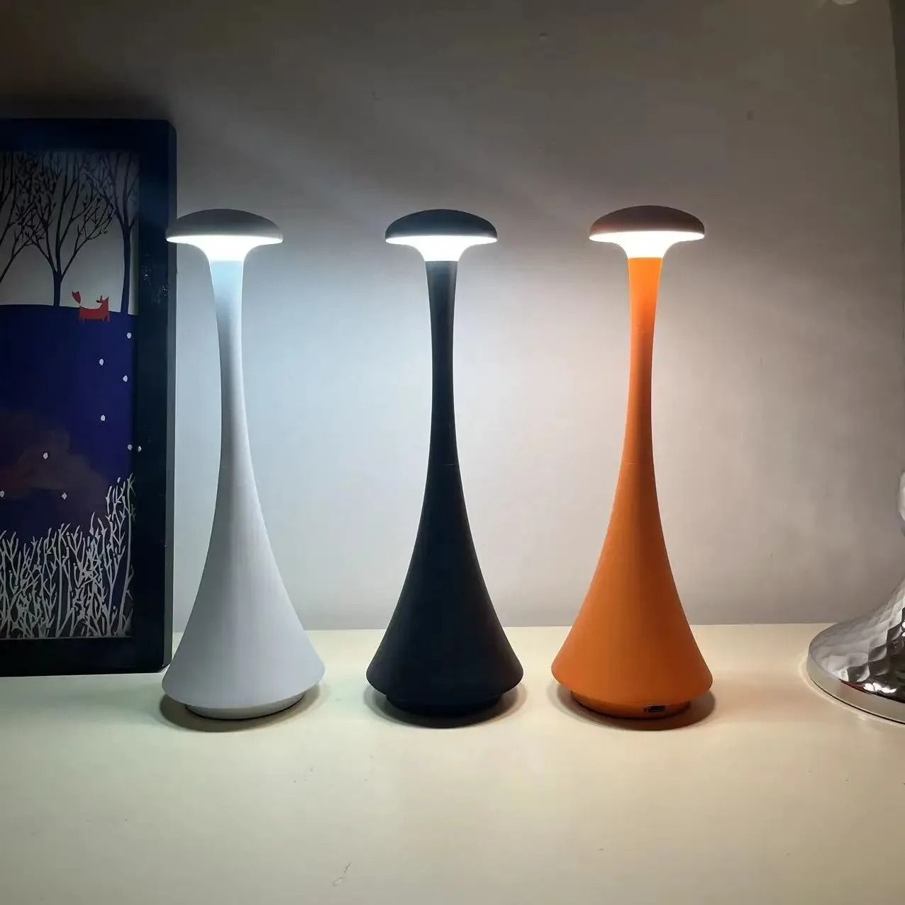 Night Lamp Rechargeable Wireless Touch Lamp Creative Desk Lamp USB C Bedroom Atmosphere Light