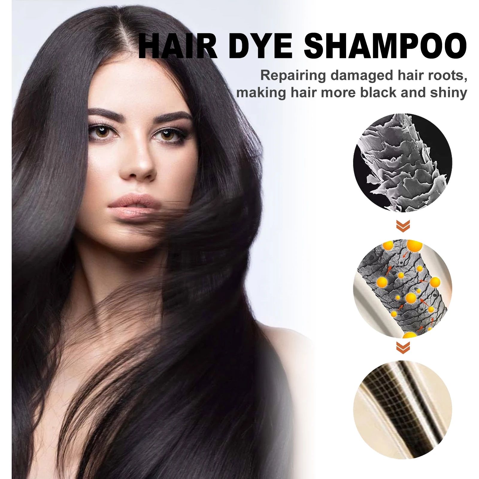 EELHOE 3-in-1 Brown Hair Dye Shampoo for Gray Coverage & Scalp Nourishment