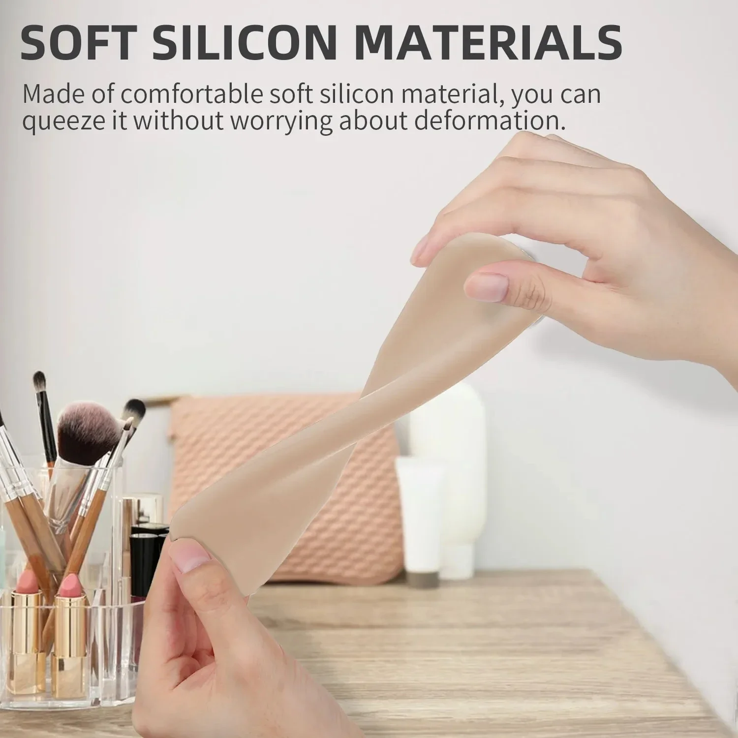 Portable Waterproof Travel Makeup Brush Holder Silicone Cosmetic Brushes Bag & Makeup Sponge Case, Durable Cosmetic Tool