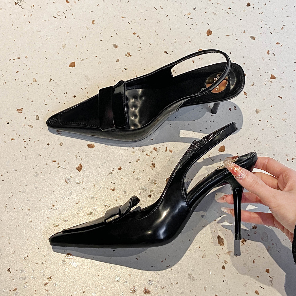 Slingbacks Womens Luxury Sensation Shoes, Mesh Fairy Feel, Square Head, Elegant Backless High Heel Sandals