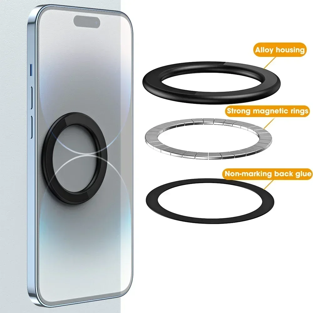 MagSafe Magnetic Ring Holder for iPhone | Strong Adhesive Cellphone Wall Mount Stand for Phones and Tablets