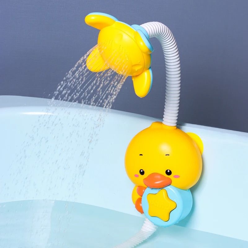QWZ New Bath Toys Baby Water Game Duck Model Faucet Electric Water Spray Shower