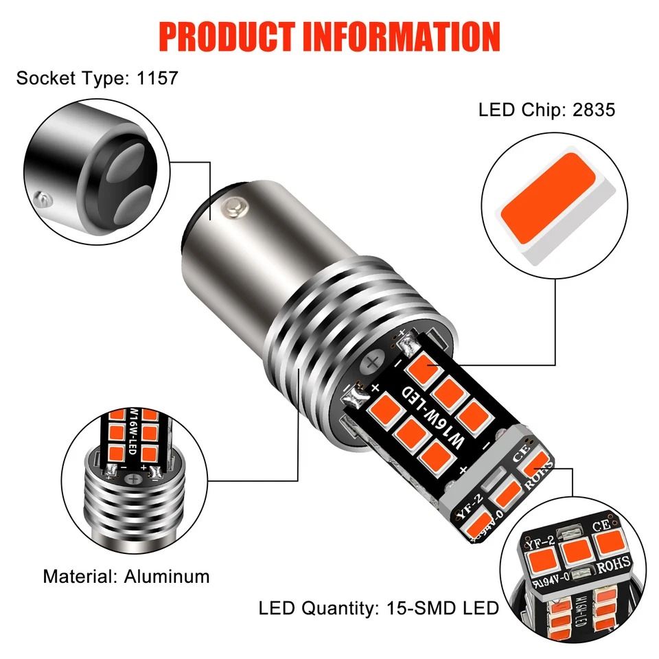 LED Strobe Flashing Brake & Tail Light Bulbs LED Safety Alert Stop Parking Lights for Cars