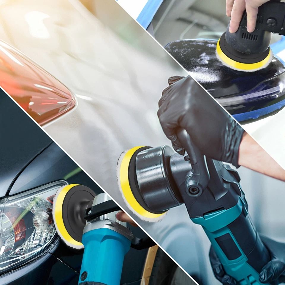 Car Lambs Wool Polishing Kit, Buffing Pads, Adapter, Synthetic Wool Polisher for Detail Cleaning, Compounding