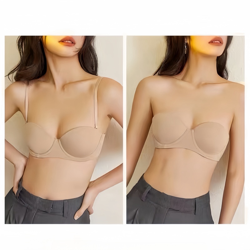 Seamless Push Up Bras for Women, Cup Padded Bra, Invisible Non-Wire Brassiere, Comfort Fixed Cup Underwear, Sexy
