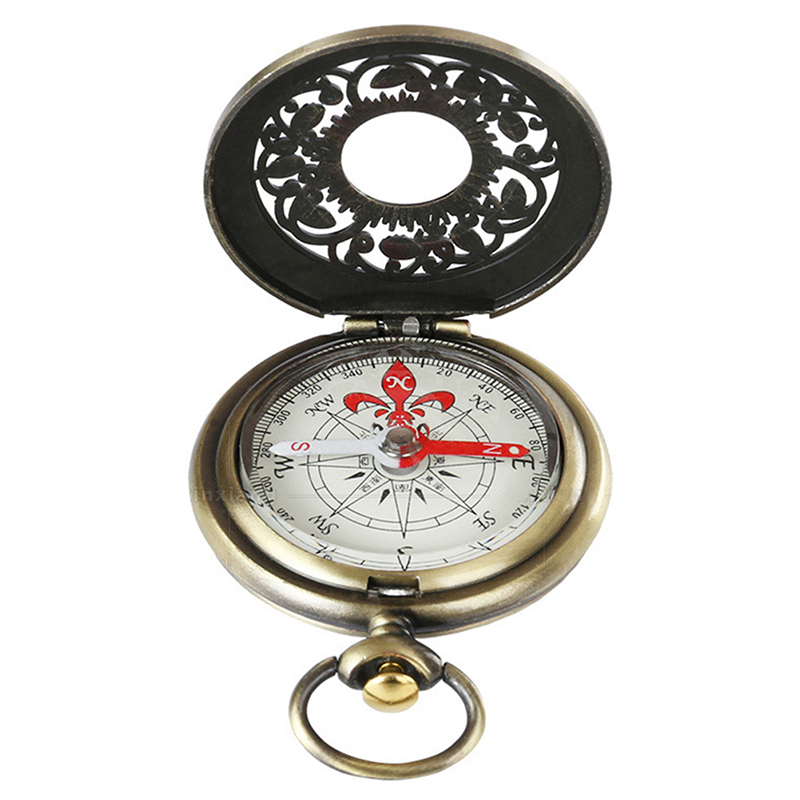 Vintage Bronze Pocket Watch Compass for Outdoor Navigation  Hiking, Camping & Mountaineering Accessory