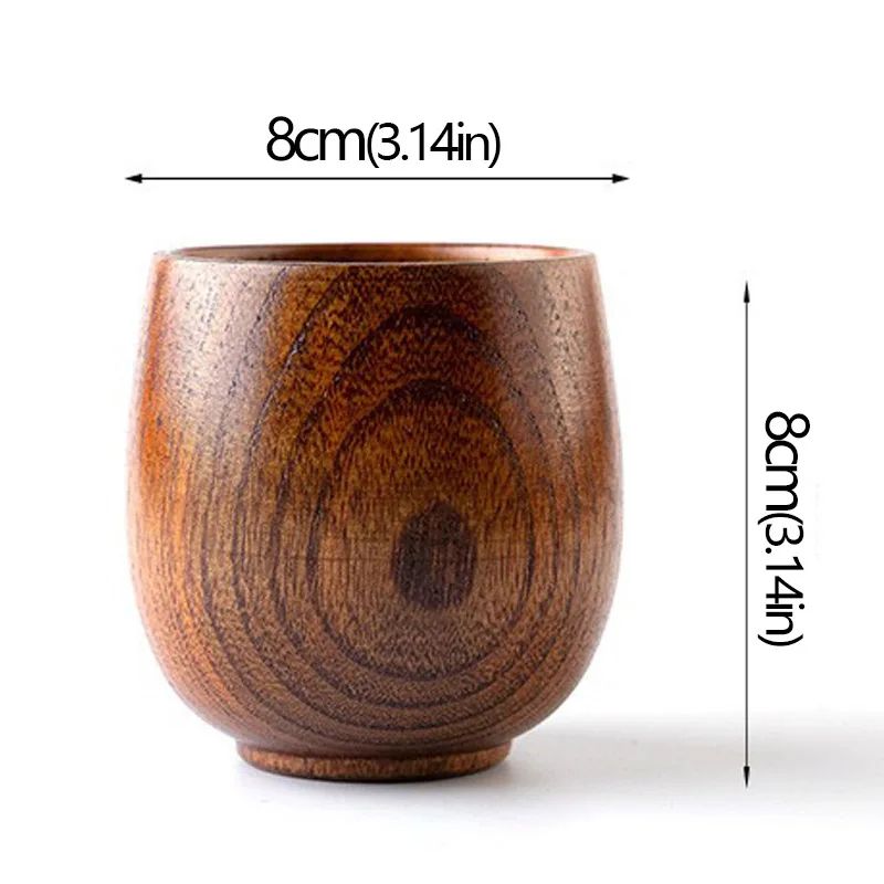 Handcrafted Jujube Wood Mug – Natural Wooden Coffee Cup with Ergonomic Handle