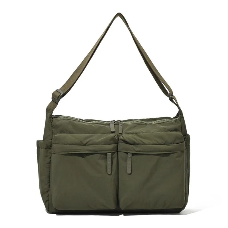 Unisex Nylon Tote Bag Lightweight Water Resistant Multi Pocket Shoulder Tote