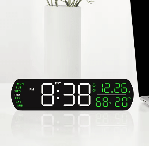 Digital Alarm Clock with Temperature & Humidity LED Auto Dimmable Multifunction Desk Clock