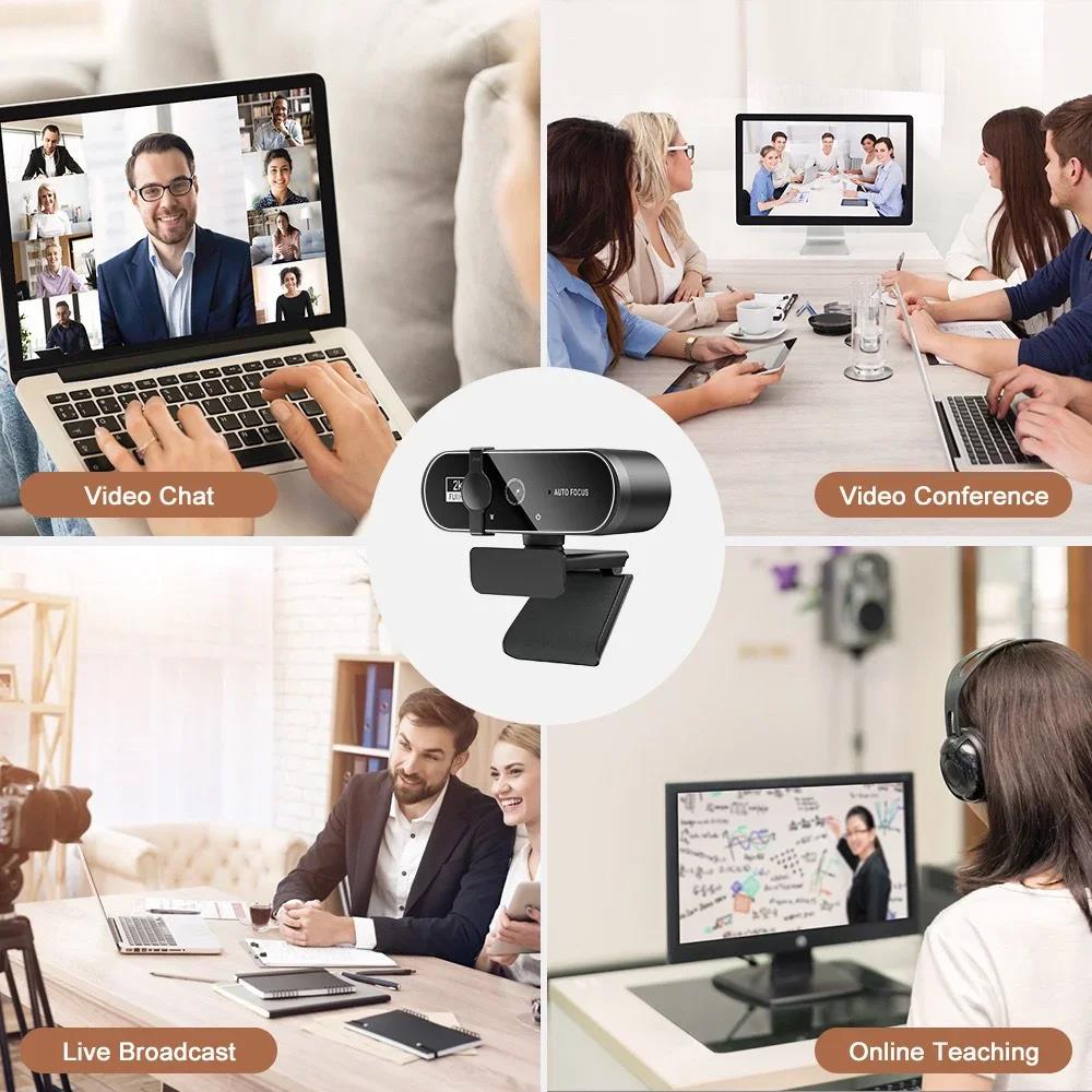 Full HD 1080P Webcams for PC, 4K Webcam Video Camera, 2K Autofocus Streaming Web Cam With Microphone
