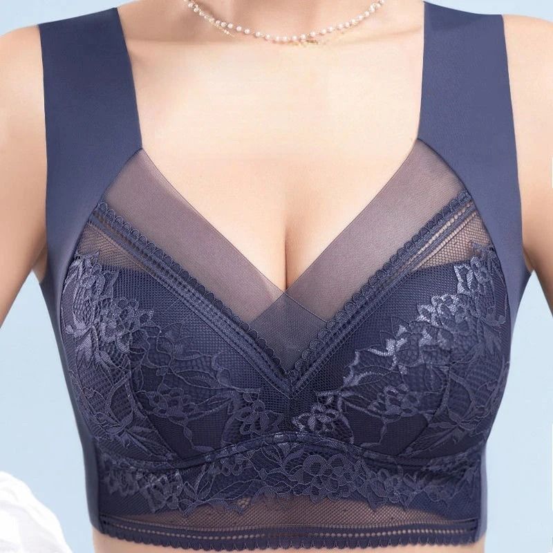 Seamless Ice Silk Push Up Bra with Lace Design for Women