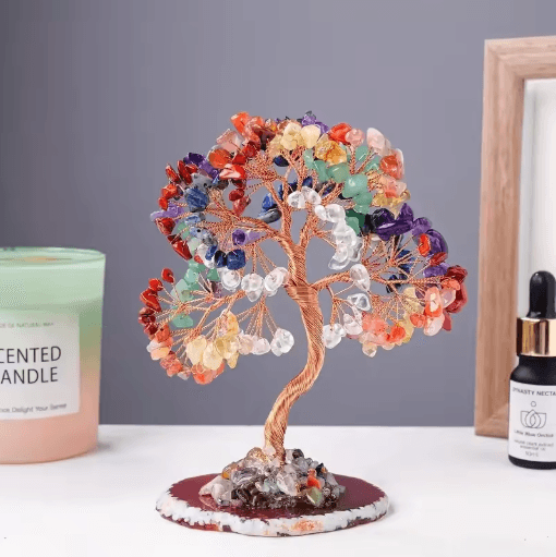 Seven Chakra Crystal Tree of Life Feng Shui Healing Gem Decor