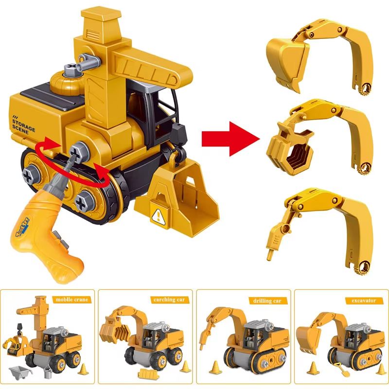 Kids Engineering Vehicle Building Set With Electric Drill And Tool Nuts