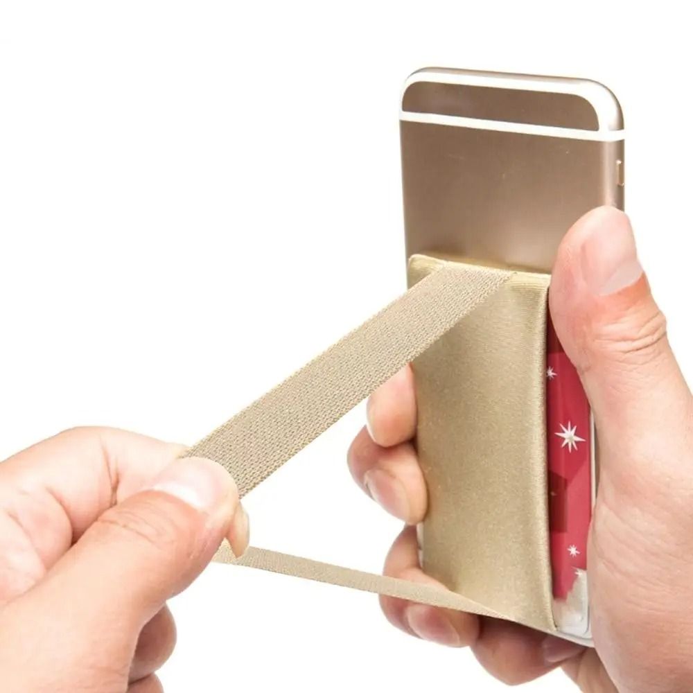 Adhesive Phone Wallet with Integrated Grip Strap