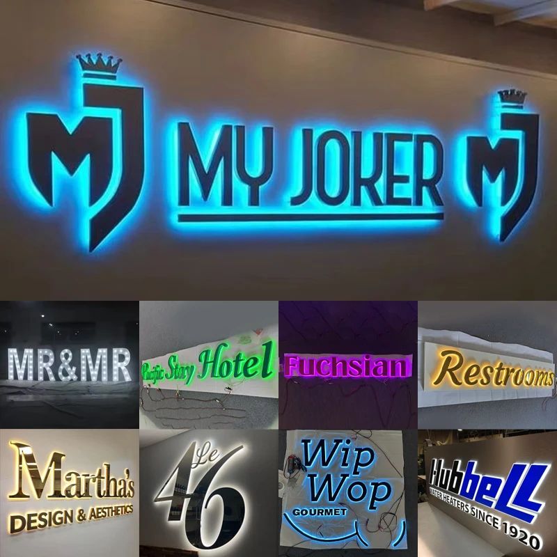Custom Backlit LED Metal Logo Sign for Business Branding and Wall Display