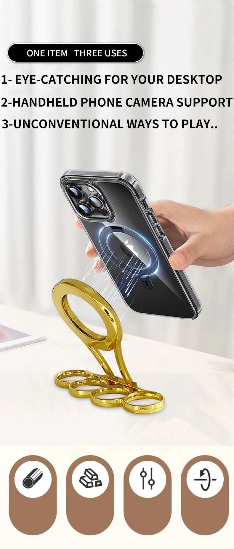 Dual Magnetic Rotating Phone Stand – 360° Folding Multi-Axis Mount – High-Yield Mobile Interaction Hub
