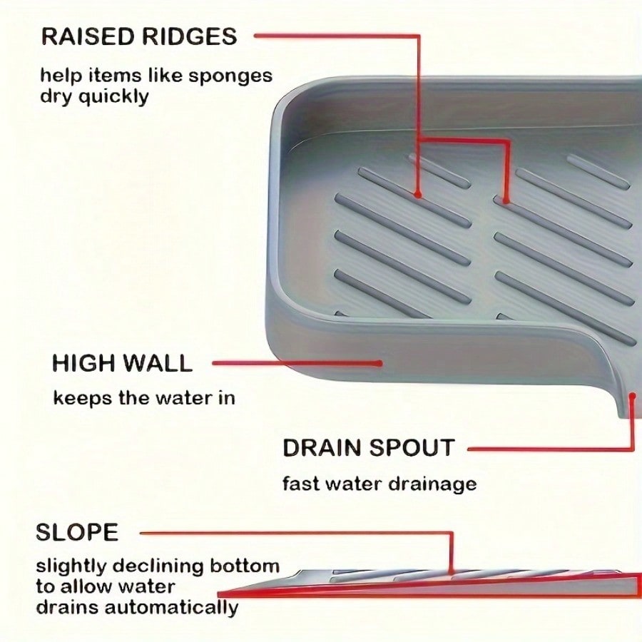 Silicone Sink Drain Pad and Soap Sponge Holder for Clean Dry Countertops
