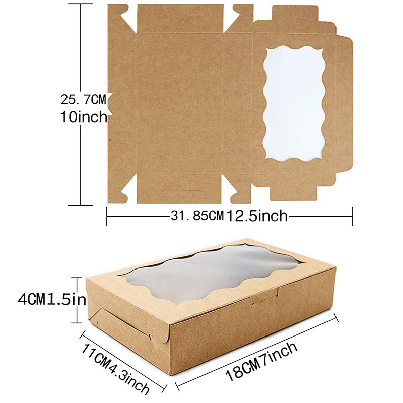 Rectangle Kraft Paper Cake Candy Boxes Open Window Wedding Jewelry Chocolate Gift Packaging Boxes Baking Party Supplies