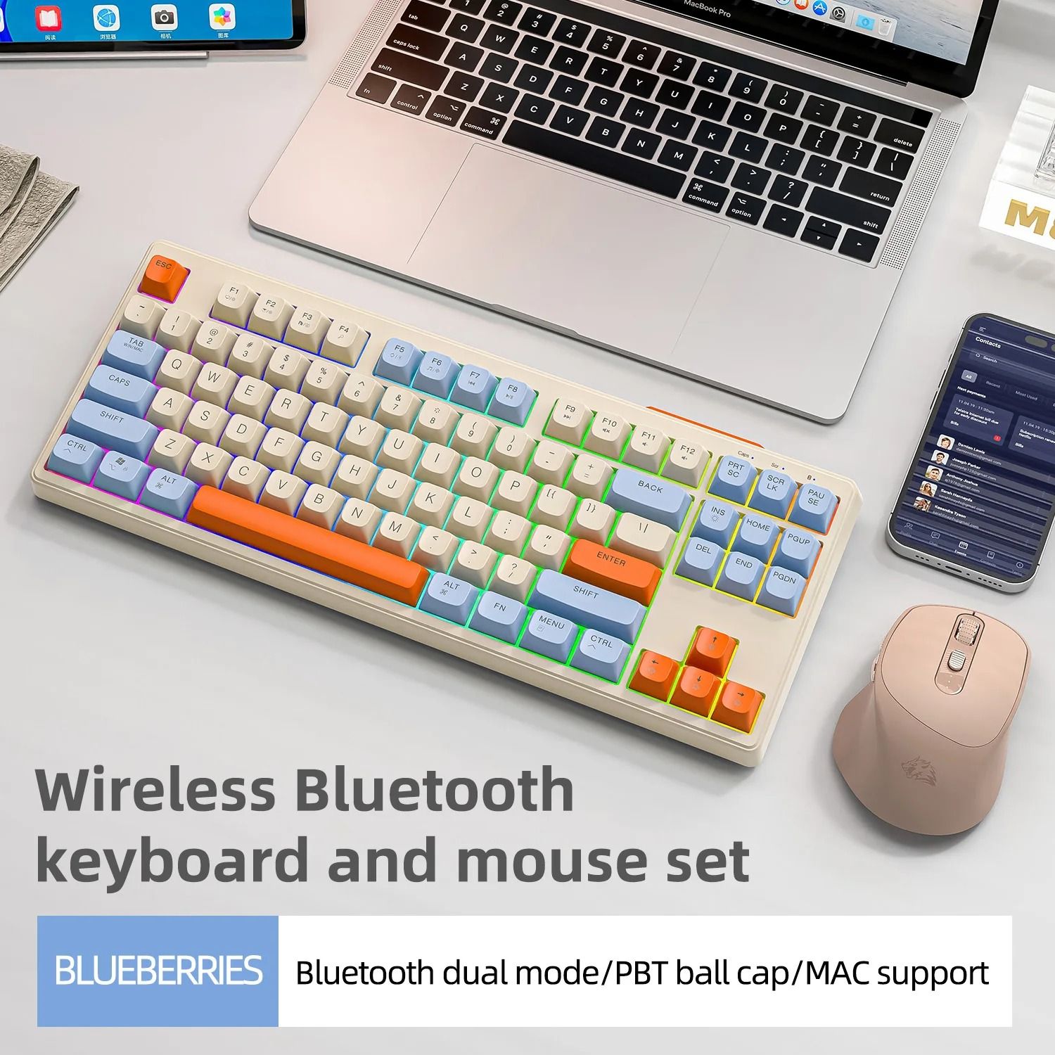 M87 87 Key Wireless Keyboard Dual Mode Bluetooth RGB Gaming Keyboard