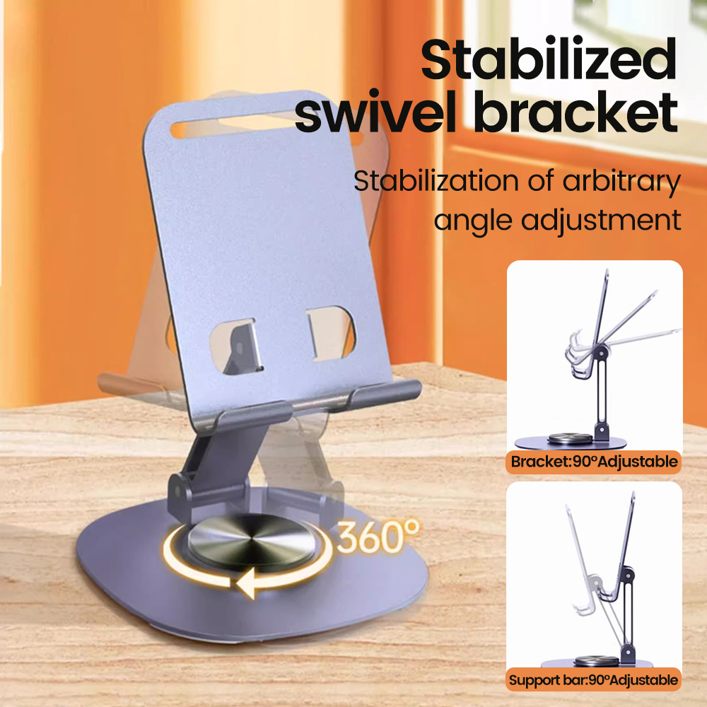 Rotating Phone Stand for Desk Adjustable Foldable Aluminum Holder