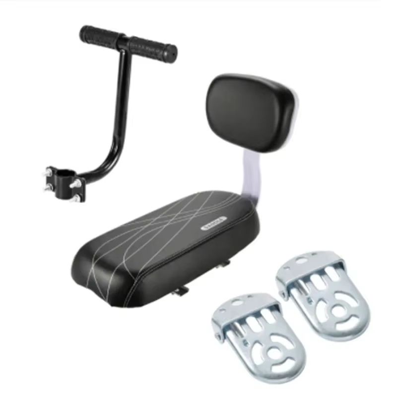 Bike Child Seat with Backrest – PU Leather Bicycle Rear Rack Cushion for Kids