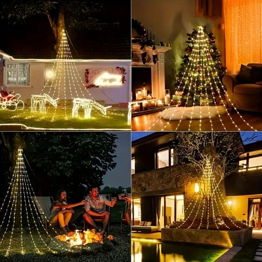USB Powered Waterfall Tree String Lights, Indoor & Outdoor Halloween & Christmas Decor, Festival Party Lights