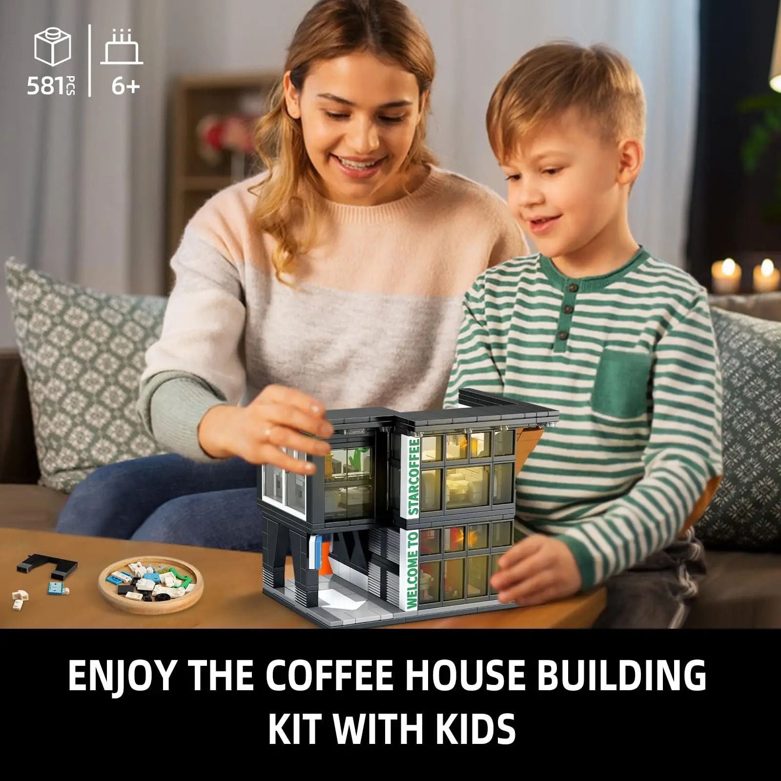 City Coffee House Building Blocks Set with Light 581 PCS