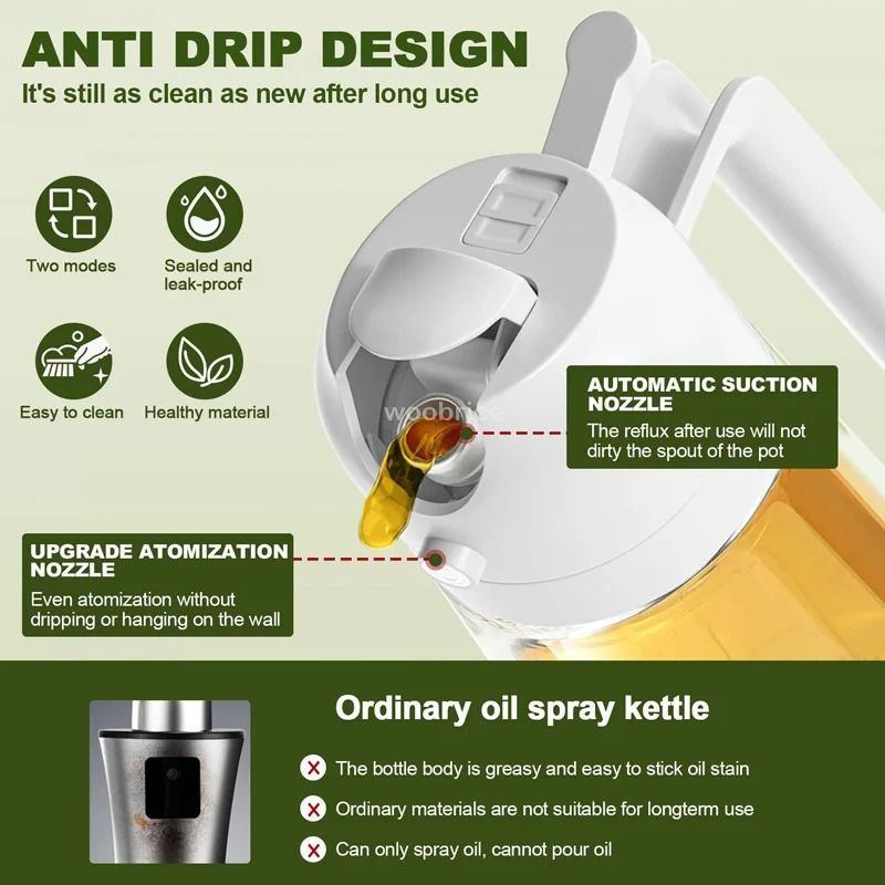 2 in 1 Olive Oil Spray and Pour Dispenser Bottle for Cooking Grilling Baking and Air Frying
