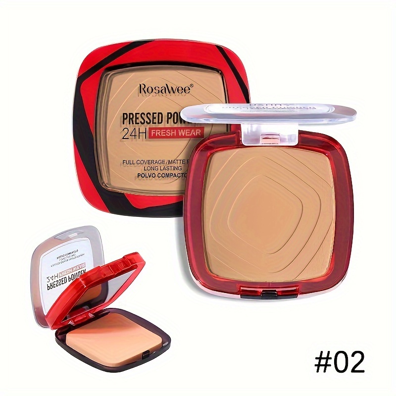 Matte Full Coverage Pressed Powder Foundation with Puff 24H Fresh Wear, Weightless Finishing Makeup