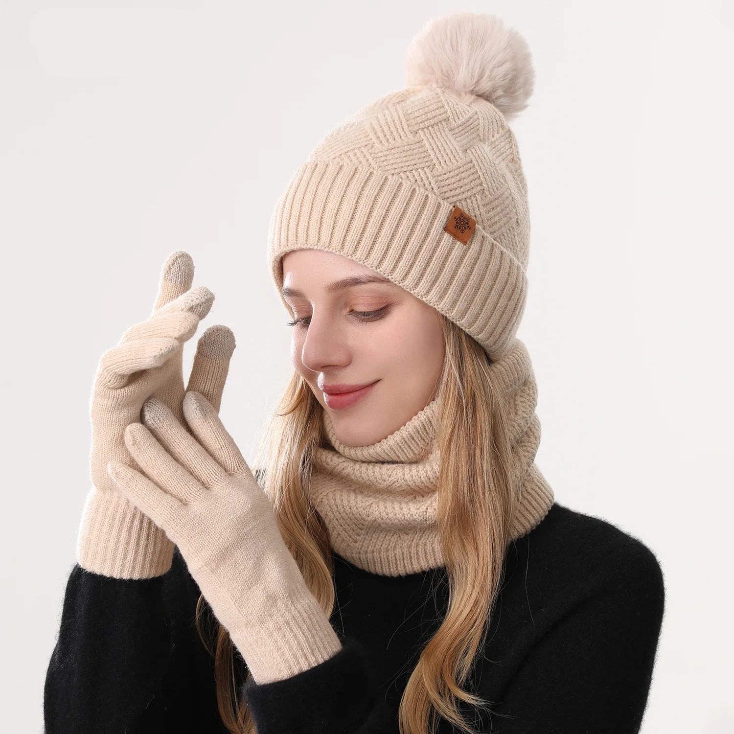 Unisex Double-Layer Fleece-Lined Thermal Winter Set