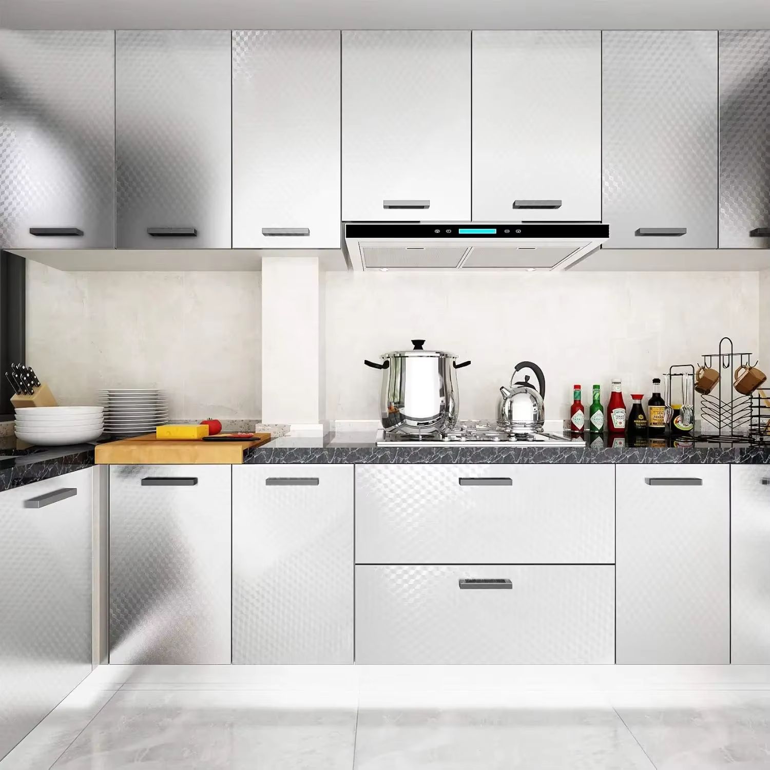 Stove Splash Guard Aluminum Foil Backsplash Roll, Self-Adhesive Oil-Resistant Kitchen Wallpaper