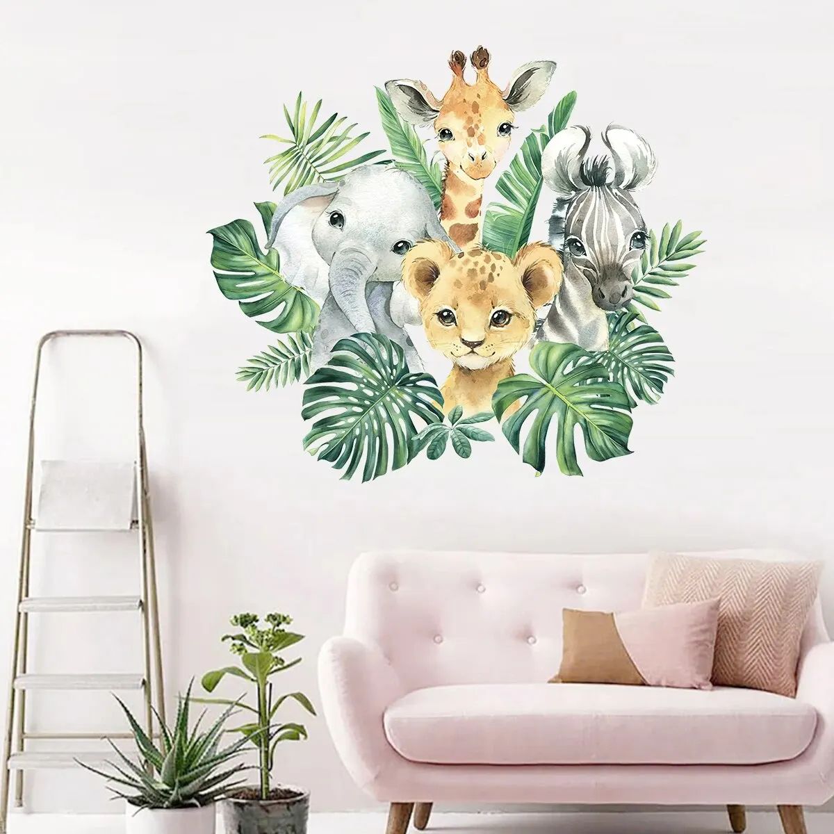 Cute Cartoon Animal Wall Stickers Rainbow Kids Room Decals